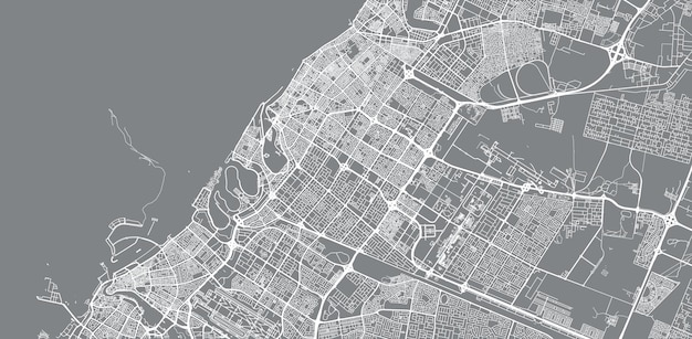 Plan de la ville vectorielle urbaine de Shaejah, Émirats arabes unis