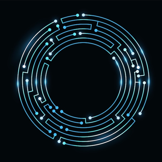 Planche De Circuits Cadre Circulaire Planche De Matériel De Cadre Rond Numérique Abstrait Et Vecteur De Modèle De Carte Mère électronique Elément Du Système Informatique De La Science De La Programmation