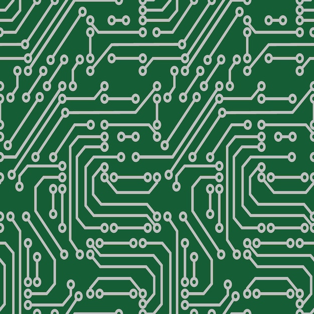 Planche à Circuits Imprimés Technologie Informatique Vert Et Gris Arrière-plan Vectoriel à Motifs Sans Couture