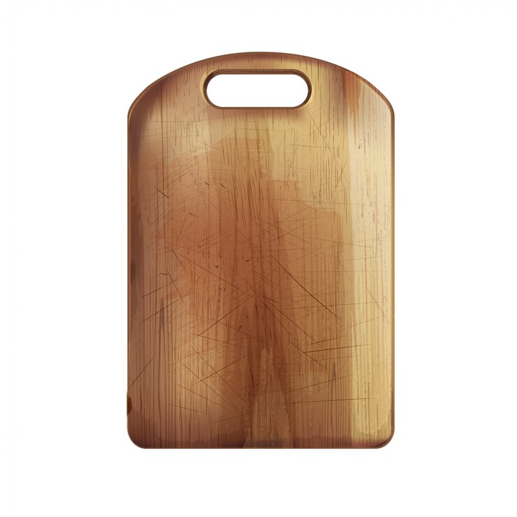 Vecteur planche à découper en bois sur fond blanc.