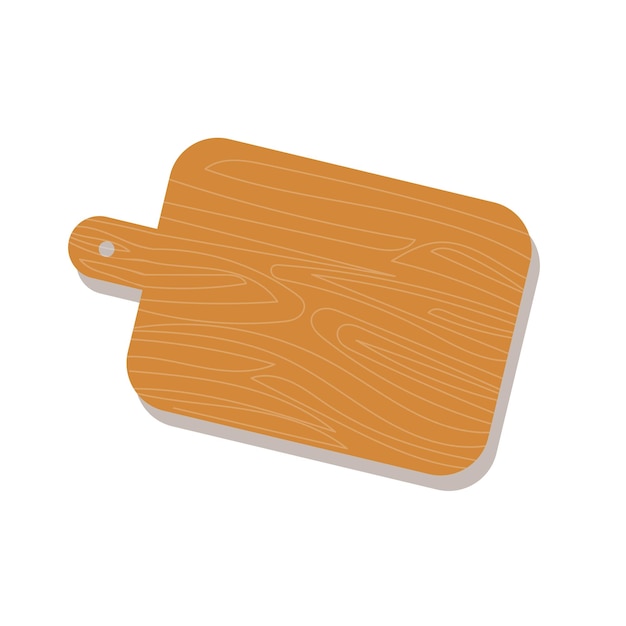 Planche à découper en bois avec ombre Illustration vectorielle isolée sur fond blanc Objets en bois pour la cuisine en style cartoon