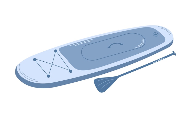 Vecteur planche à eau sup avec pagaie standup paddleboard isolé sur fond blanc illustration vectorielle plane