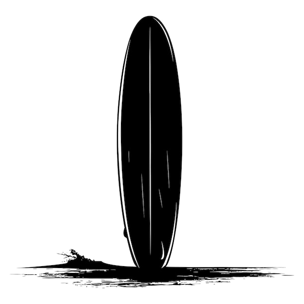 Vecteur planche de surf en silhouette sur la plage couleur noire seulement