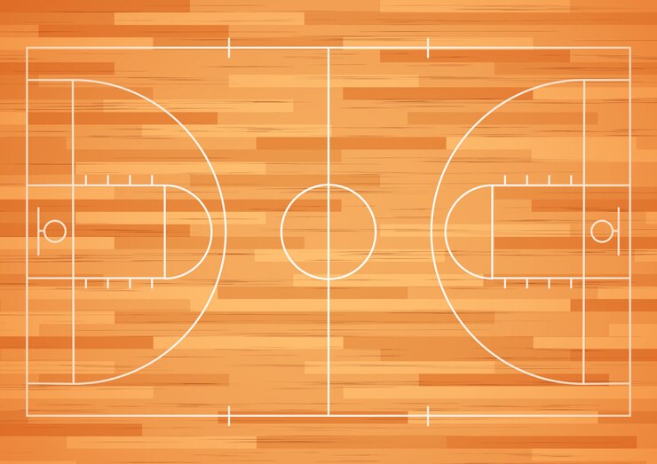 Vecteur plancher de terrain de basket avec ligne.