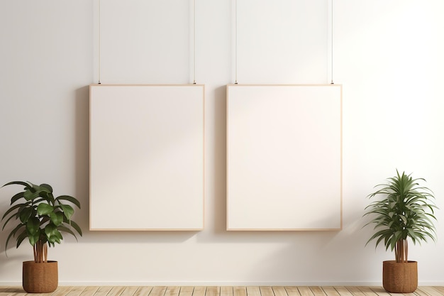 des planches blanches sur un mur avec des plantes vertes sur le dessus