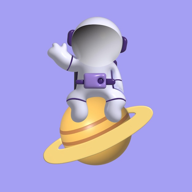 Planète d'astronaute et objet spatial concept spatial d'objet 3D réaliste de style dessin animé