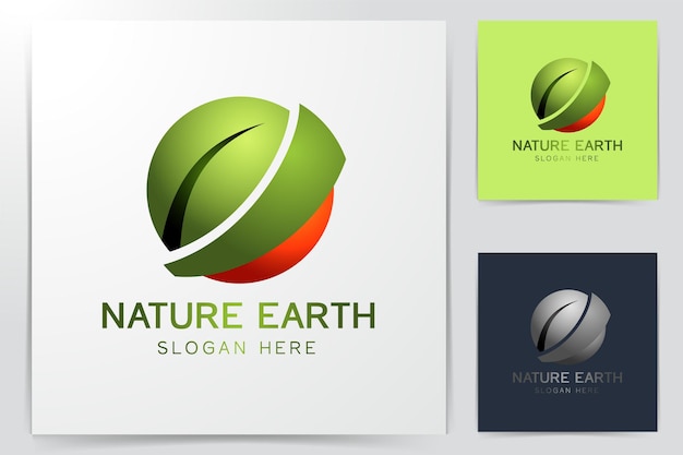 Planète Et Feuille, Eco Logo Inspiration Isolé Sur Fond Blanc