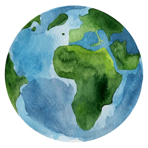 Planète terre continent Afrique vecteur imitation aquarelle