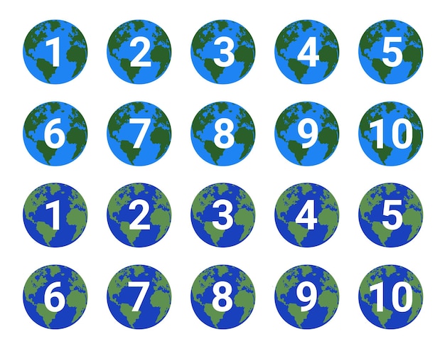 Vecteur planète terre ensemble de chiffres pour l'infographie de présentation
