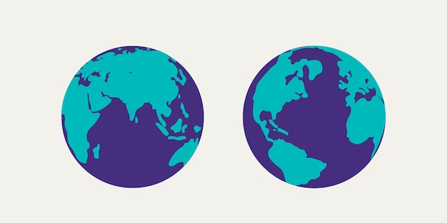 Planète Terre. Illustration vectorielle plane des hémisphères de la terre.