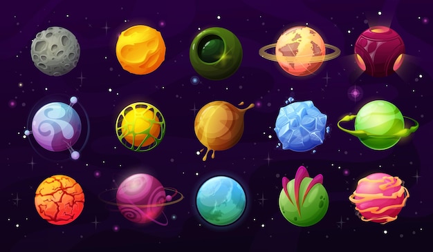 Planètes fantastiques dessin animé galaxie ui jeu astéroïdes