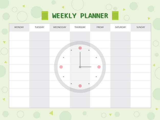Planificateur Hebdomadaire Simple Pour Faire La Conception De Modèle De Liste