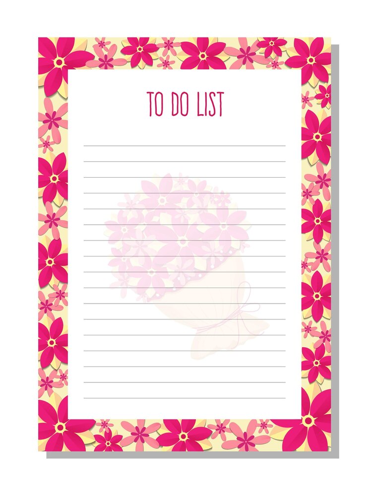 Vecteur planificateur de liste organisateur avec des fleurs feuilles bouquet