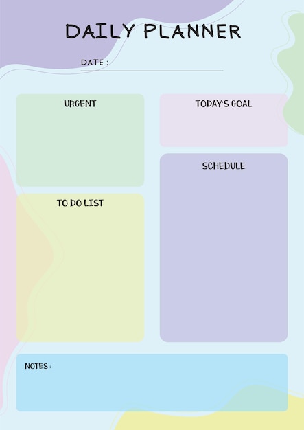 Planificateur Quotidien Modèle Fond Pastel Planificateur Mignon