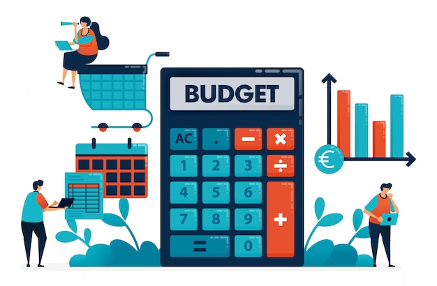 Vecteur planification du budget mensuel pour les achats et les achats, gestion du plan financier.