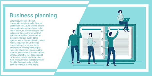 Vecteur planification d'entreprise les personnes à l'arrière-plan du journal distribuent les tâches