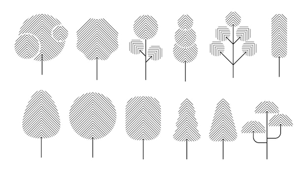 Vecteur plante d'arbre à rayures minimaliste