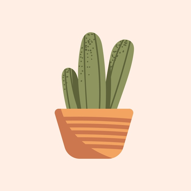 Plante De Cactus Abstraite Avec Pot Illustration Vectorielle Dessinée à La Main