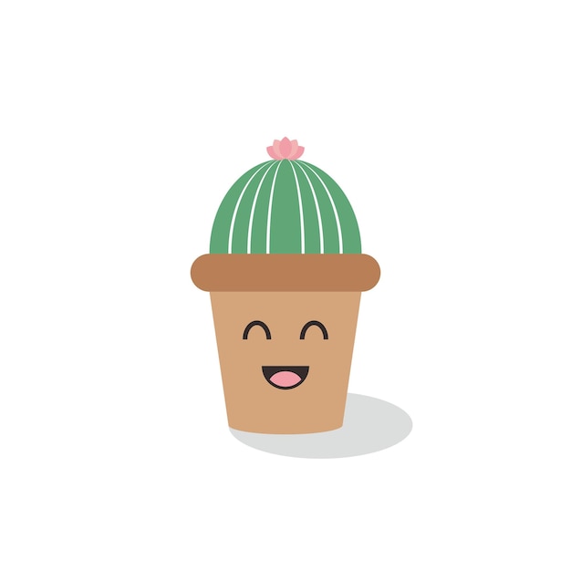 Vecteur une plante de cactus avec un visage et un visage souriant.