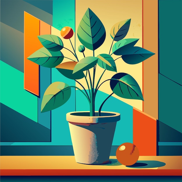 Vecteur une plante dans une illustration vectorielle de pot