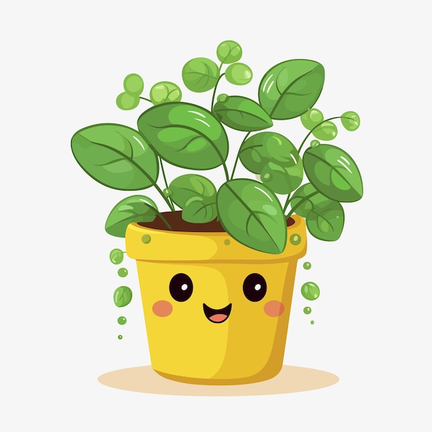 Plante Dans Un Pot En Illustration De Dessin Animé Nature