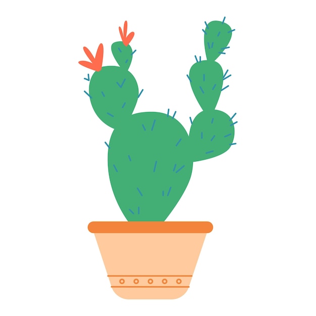 Plante D'intérieur De Cactus Plat De Vecteur