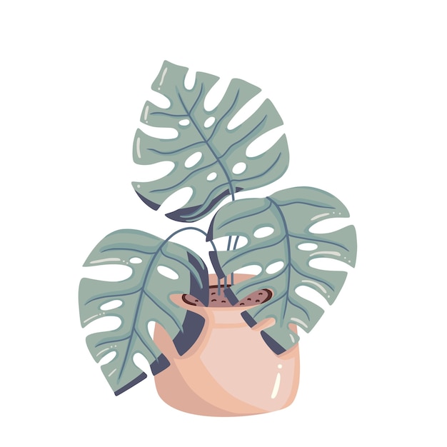 Plante d'intérieur en pot beige. Illustration vectorielle plate simple.