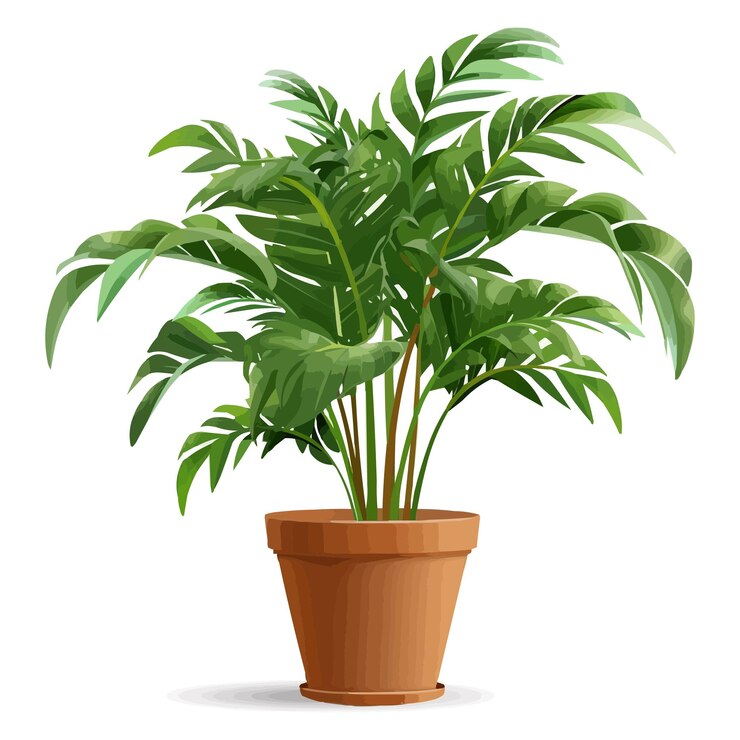 Vecteur plante d'intérieur vecteur dans un pot de fleurs brun sur fond blanc
