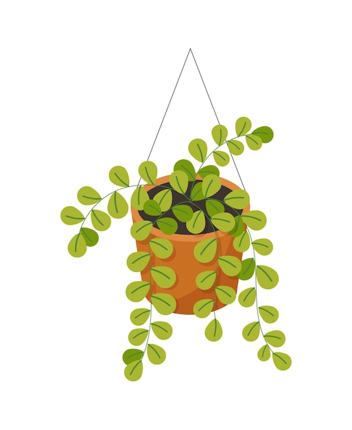 Plante isométrique dans le concept de pot de fleurs autocollant de confort et de confort de fleurs tropicales et exotiques pour