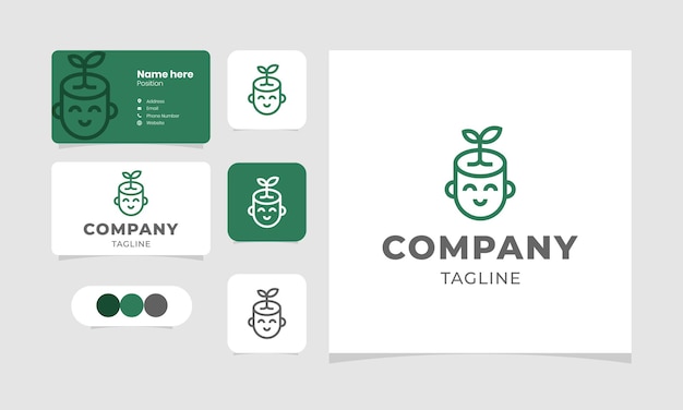 Plante Sur La Tête Pour La Croissance Mindset Company Logo Vector