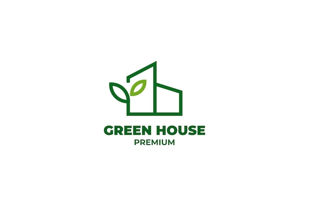 Plante Verte Maison Logo Design Illustration Vectorielle