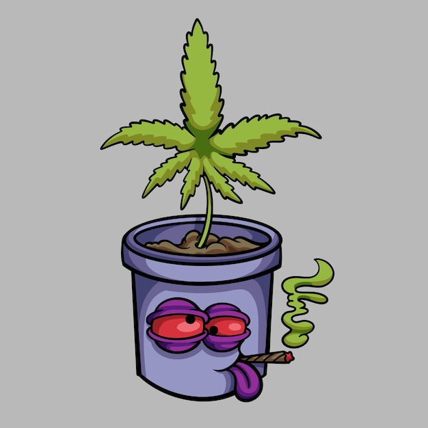 Vecteur plantes de marijuana en pot smoking cartoon