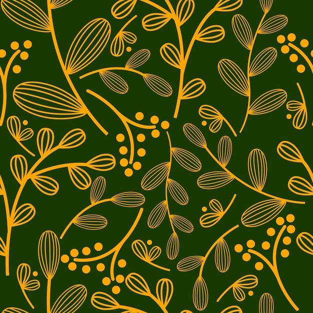Vecteur plantes d'or sur fond vert vif