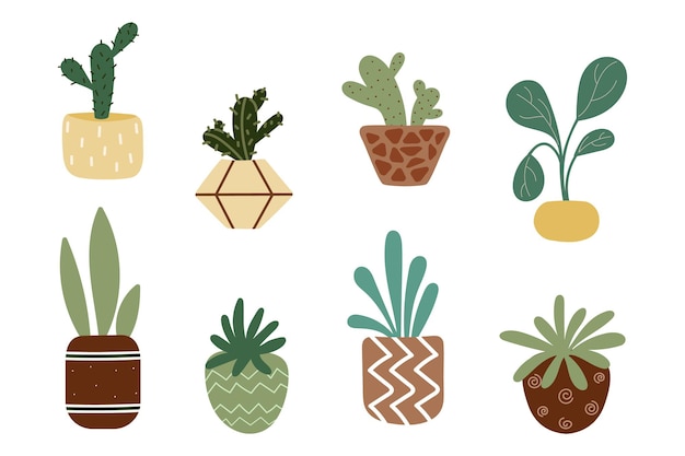 Plantes En Pot Maison. Illustration Vectorielle