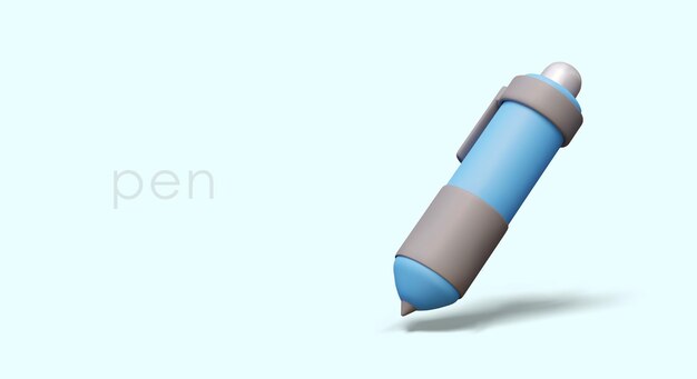 Plaque avec un grand modèle réaliste de stylo en couleur bleue