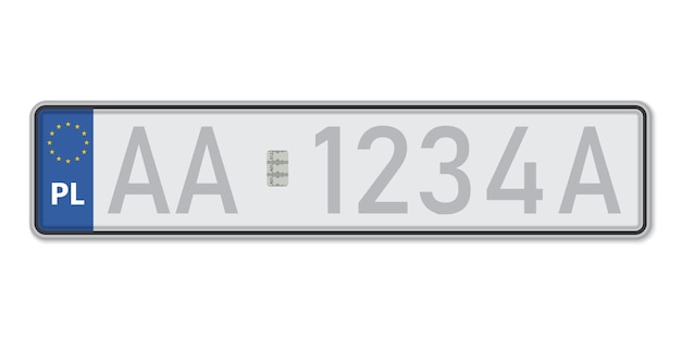 Vecteur plaque d'immatriculation du véhicule licence d'immatriculation du véhicule de la pologne tailles standard européennes