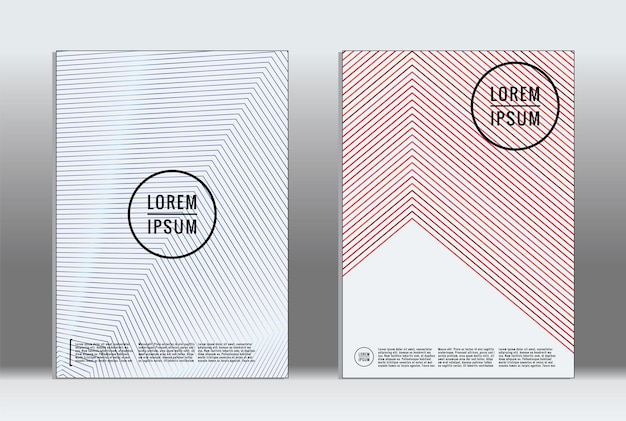 Plaque minimale. Couverture géométrique vectorielle. modèle de rapport à la mode hipster. Ensemble de flyers de conception graphique à gradient de ligne futuriste. mises en page minimales à la mode. Plaques à rayures. Ensemble de conception de bannières rétro.