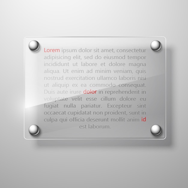 Vecteur plaque de verre abstraite sur mur blanc