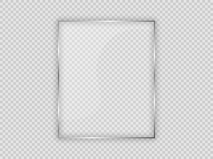Vecteur plaque de verre dans un cadre vertical isolé sur fond transparent. illustration vectorielle.