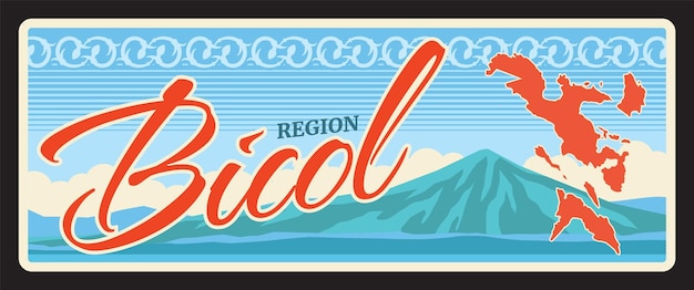 Vecteur plaque de voyage vintage de la région du bicol