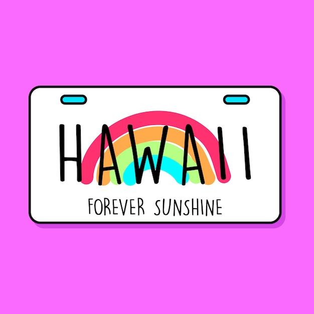 Les plaques d'Hawaï avec un arc-en-ciel