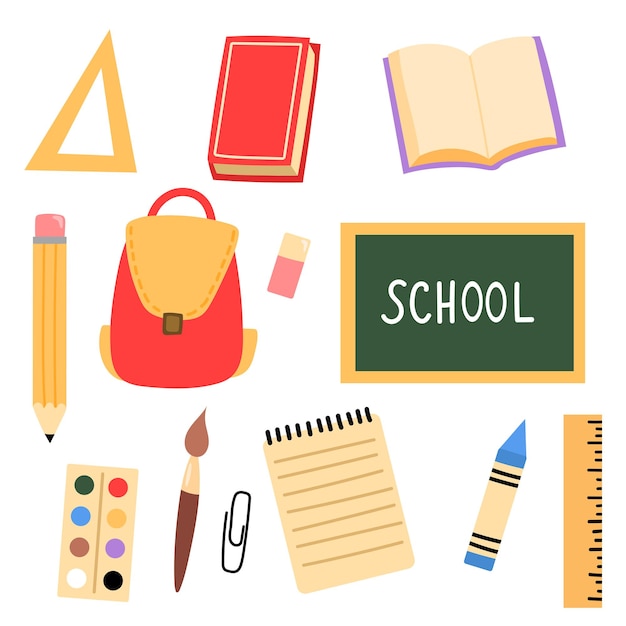 plat doodle dessin animé mignon retour à l'école