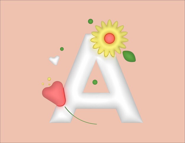 plat floral 3d une lettre