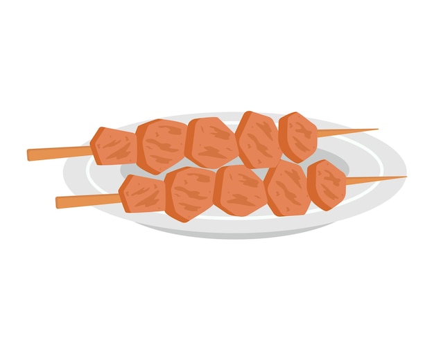 Plat Indonésien Satay Illustration Vectorielle