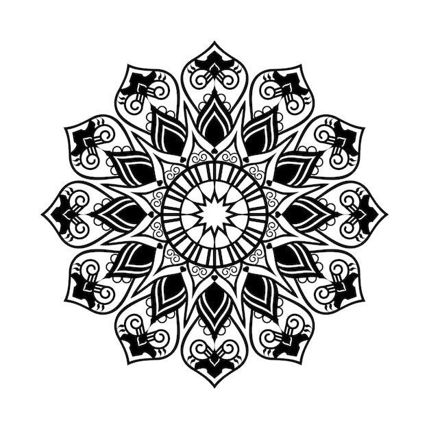 Plat nouveau art style dessiné à la main abstrait noir et blanc couleurs mandala fond design vecteur