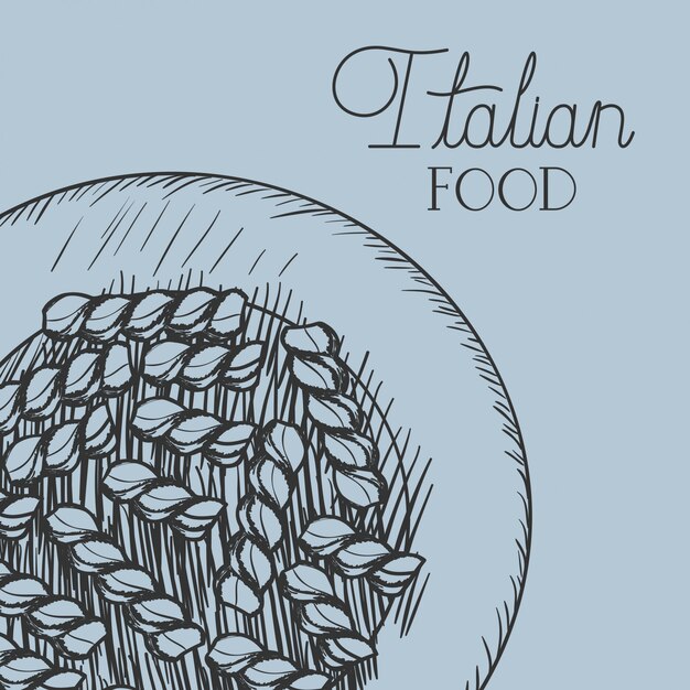 Plat Avec Des Pâtes Italiennes Dessinées