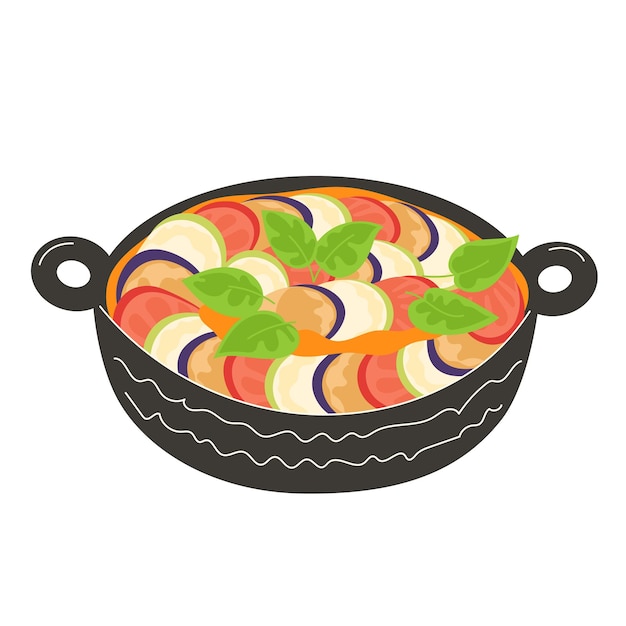 Plat traditionnel de la cuisine française Ratatouille en style plat
