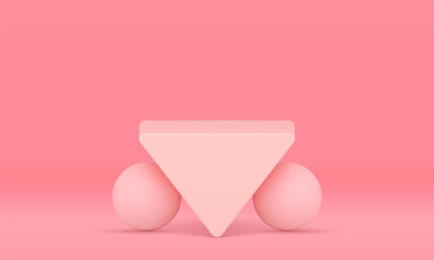 Plate-forme Triangulaire Inversée Géométrique Avec Vecteur Réaliste De Fondation De Base Pastel Rose Sphère