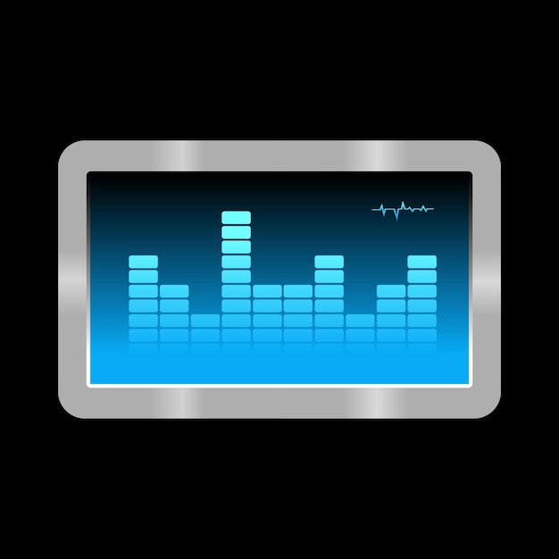 Vecteur plate illustration de l'icône de vecteur d'égaliseur de musique de moniteur isolé sur fond blanc