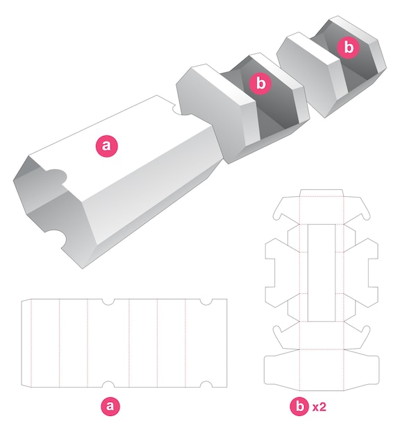 Plateau Double De Forme Hexagonale Avec Couvercle Gabarit Découpé